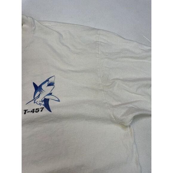 VINTAGE Shark T-457 Graphic T-shirt Men XL White Short Sleeve - Picture 8 of 10